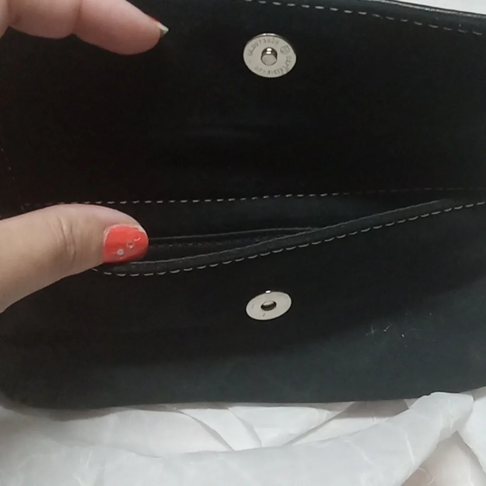 Etienne Aigner black leather wristlet